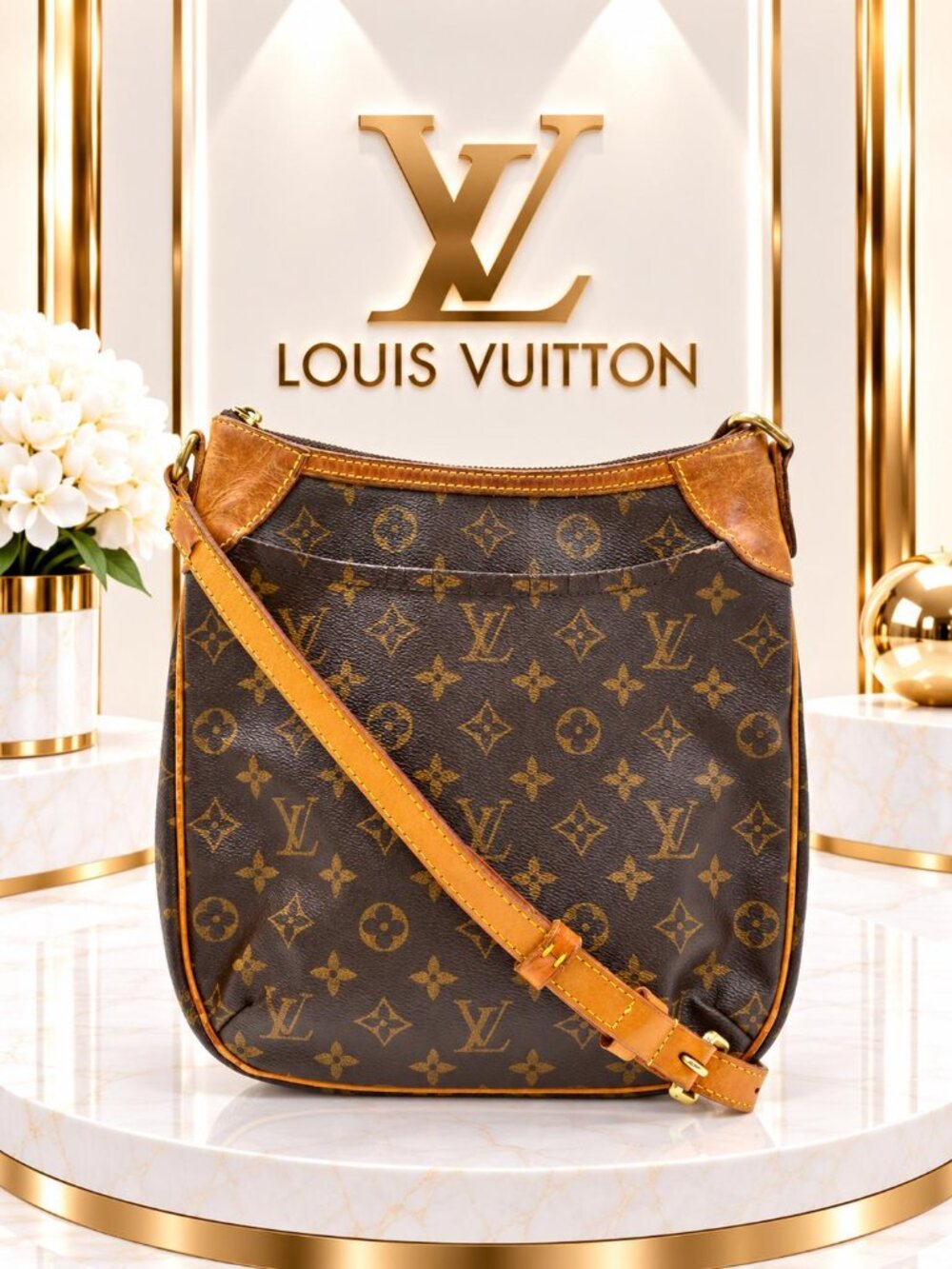 Authentic Louis Vuitton Odeon PM Monogram Canvas Crossbody Shoulder Bag Vintage